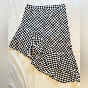 NWOT Black and White Gingham Ruffle Skirt
